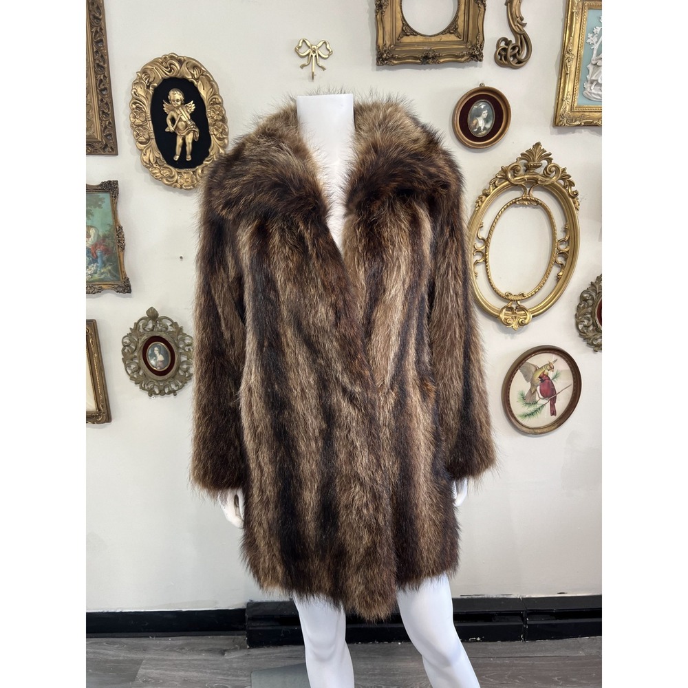 Vintage Diane Furs Real Fur Coat Luxury Winter Jacket Furrier Maple Shade Size S